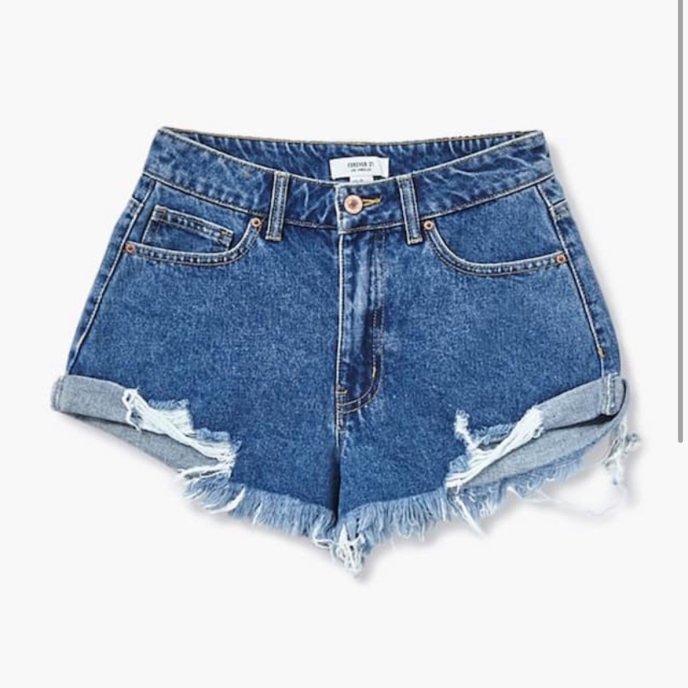 Denim midrise cut off shorts cheeky